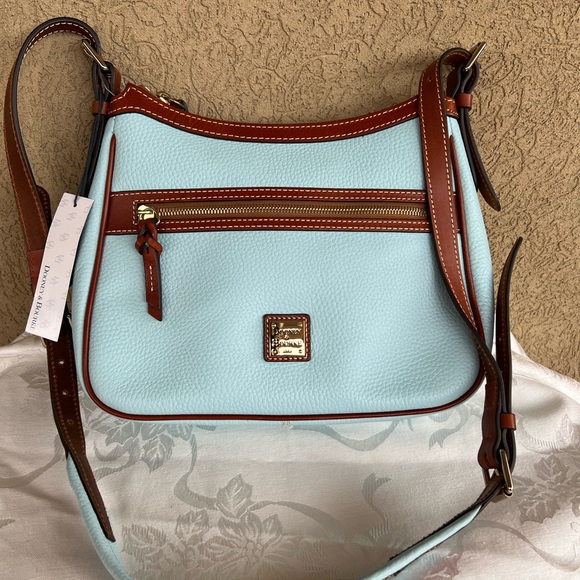 Dooney & Bourke Blue and Brown Crossbody Bag with Leather...
